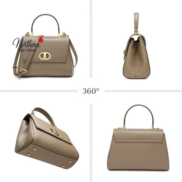 Leather Top Handle Tote Bag Multiple Internal Pockets Elegant Satchel Purse - Picture 3 of 7